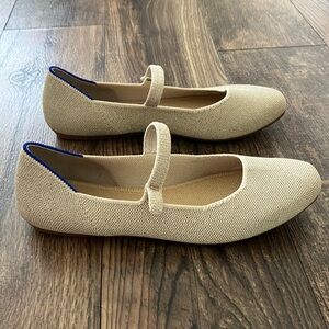 Rothy's Cream and Blue Flats Minimalist Design